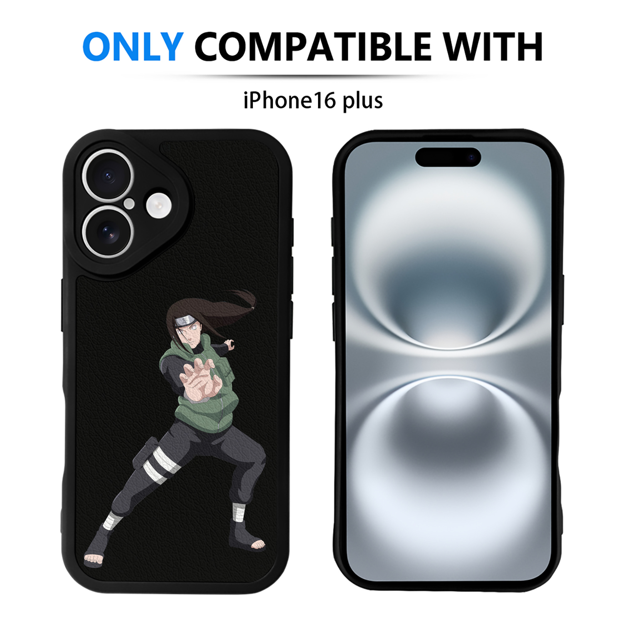 （画像用） NARUTO -ナルト- 日向ネジ Hyūga Neji 【iPhone 16シリーズ対応】シリコンスマホケース（レザー調） 材質：シリコン